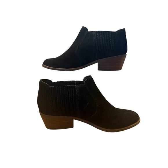 Lucky Brand Basel Folley Ankle Boot Women’s 7 Black Suede Leather Heeled Bootie - Picture 3 of 8